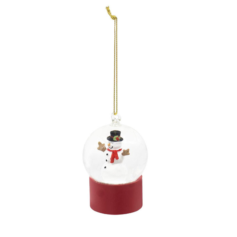 Set of 6 Red Resin and Glass Snowman Water Globes
