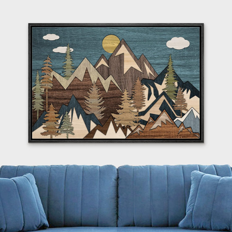 Reproduction sur toile de l'Ouest Western Wood, H 16 po x l 24 po x P 1,5 po, Cadre flottant noir