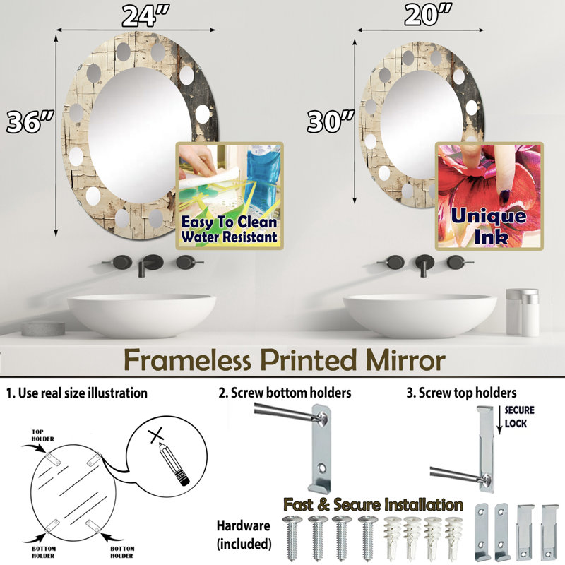 Miroir mural sans cadre Waights, 30 po x 20 po