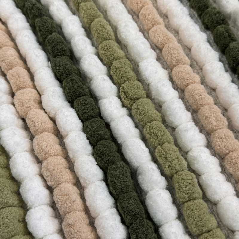 Kupar Chunky Bobble Square Bath Mat, Green