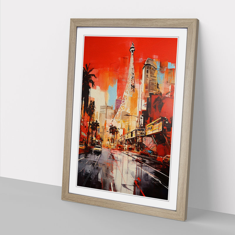 Las Vegas Gestural - Framed Print, 34cm H x 25cm W x 2cm D, Oak