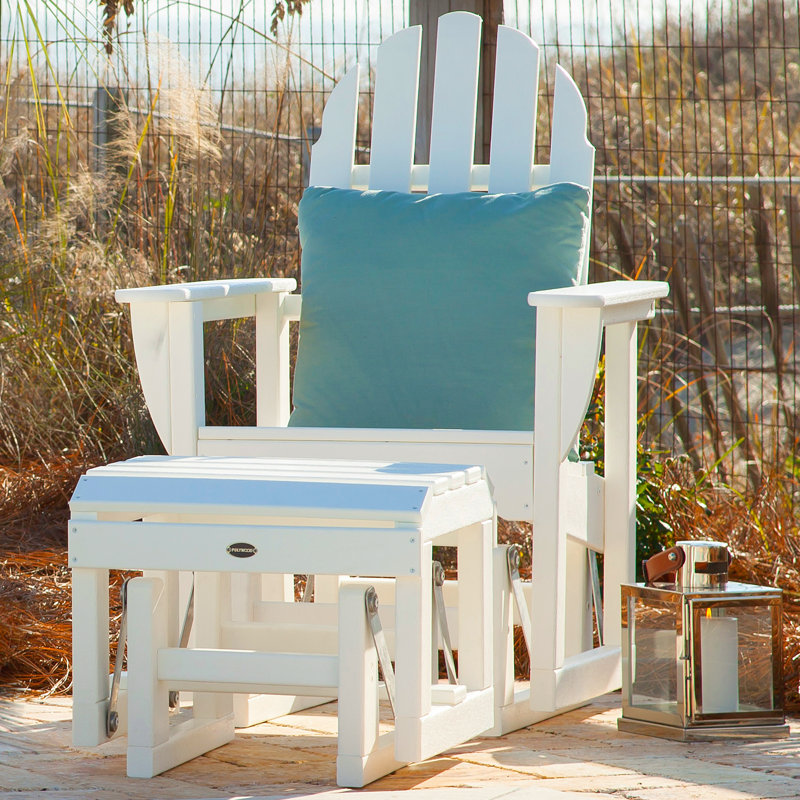 POLYWOOD Plastic/Resin Adirondack Chair and Ottoman, Black