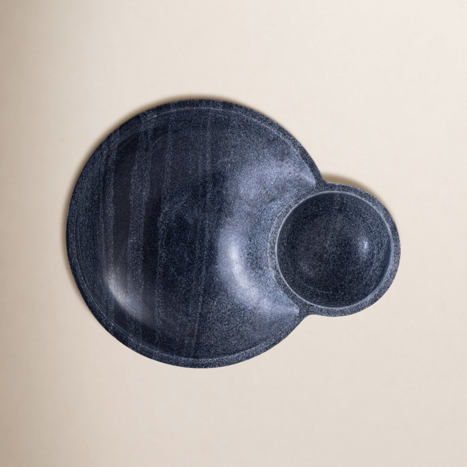 Genuine Marble Chips and Dip Platter, Black