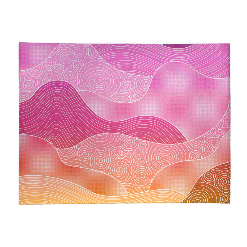 Tapis de zone rose/orange dégradé à la main, Rectangle 4 pi x 6 pi