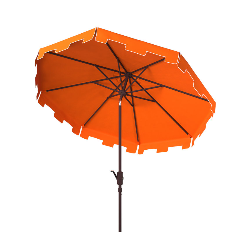 Parasol du marché Coramae, l 130 po x P 130 po, Brun, Orange / blanc