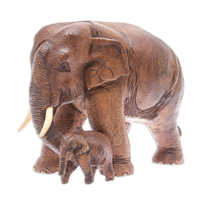 Father and Son Teak Figurine