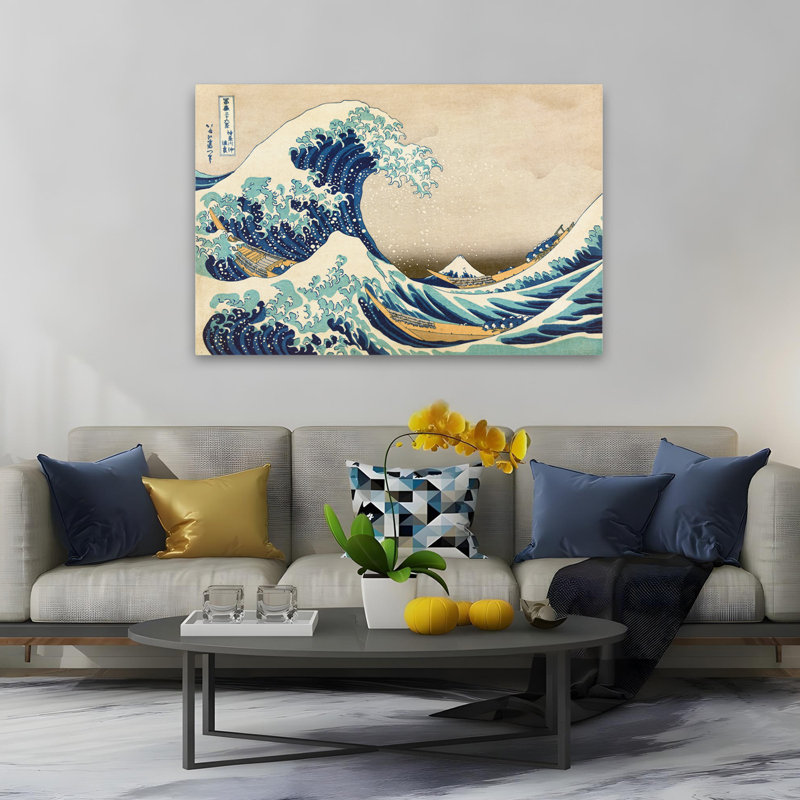 The Great Wave Off Kanagawa - Paysages, musée, bateaux asiatiques, art, H 60 po x l 40 po