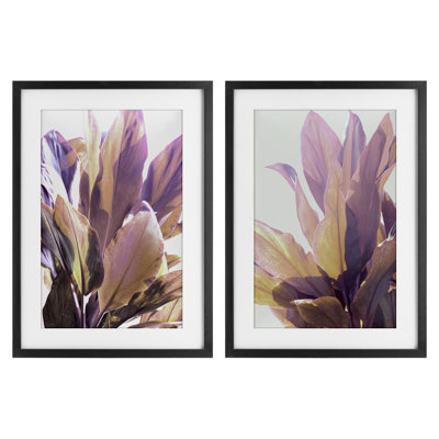 Sunlit Tropical Leaves, ensemble de 2 reproductions encadrées sous verre, par Gemma Bardot