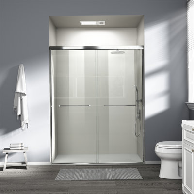 Porte de douche, porte coulissante semi-sans cadre pour salle de bain