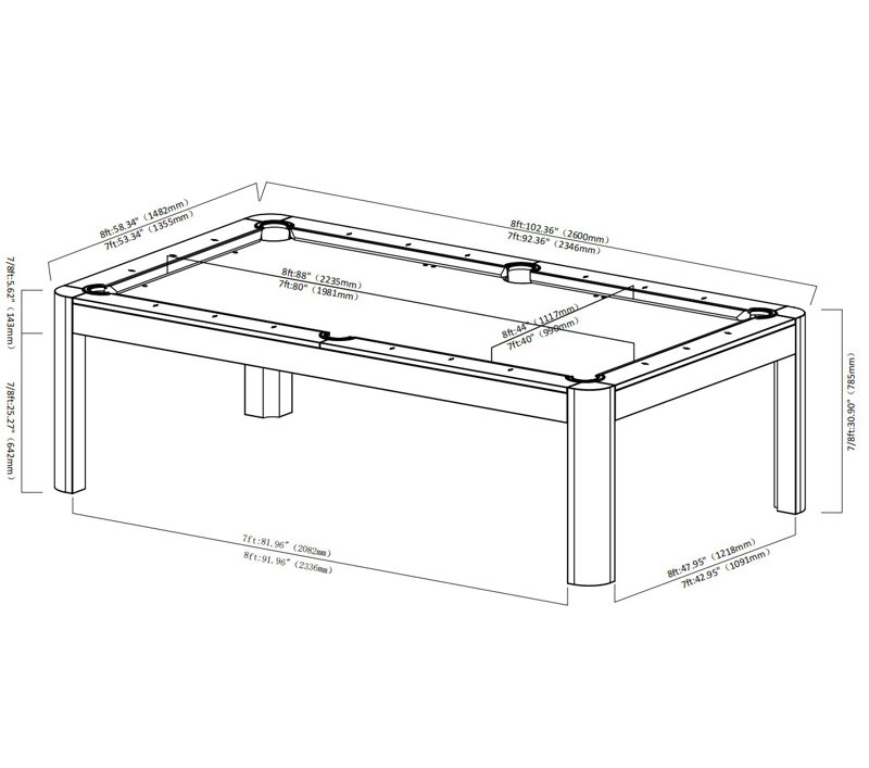Table de billard en ardoise noire Cadora Duo, Bleu électrique, Non, 7 pi