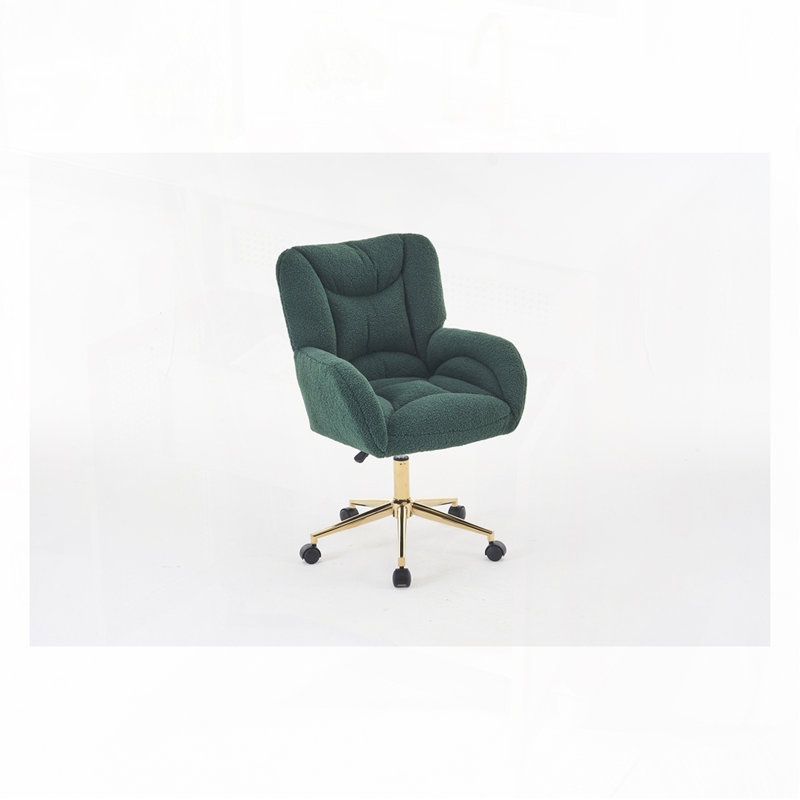 Teddy Fabric Material Adjustable Height 360 Revolving Home Office Chair, Green