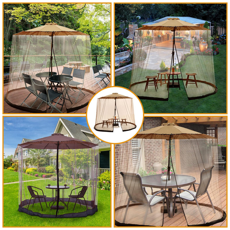 Othman 7.5-11 ft Patio Umbrella Mosquito Net Screen Mesh with Zipper Arlmont & Co.