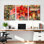 Ensemble de 3 tableaux sur toile tendue représentant des poinsettias de Noël et des décorations des fêtes