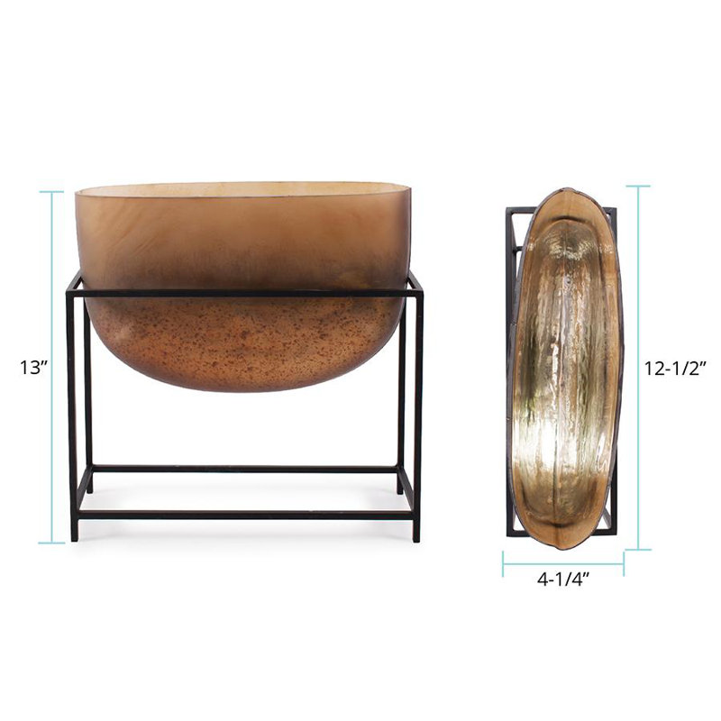 Bronze Euler Vase with Black Iron Stand- Tall, 13''