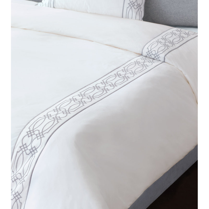 Nicola Percale Duvet Cover, Gray, Queen Duvet Cover