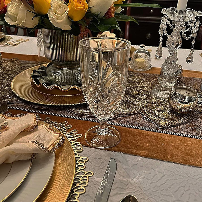 Chemin de table - doré - velours luxueux, tissu doux, revêtement en lin de table, réception de mariage / chemins de table
