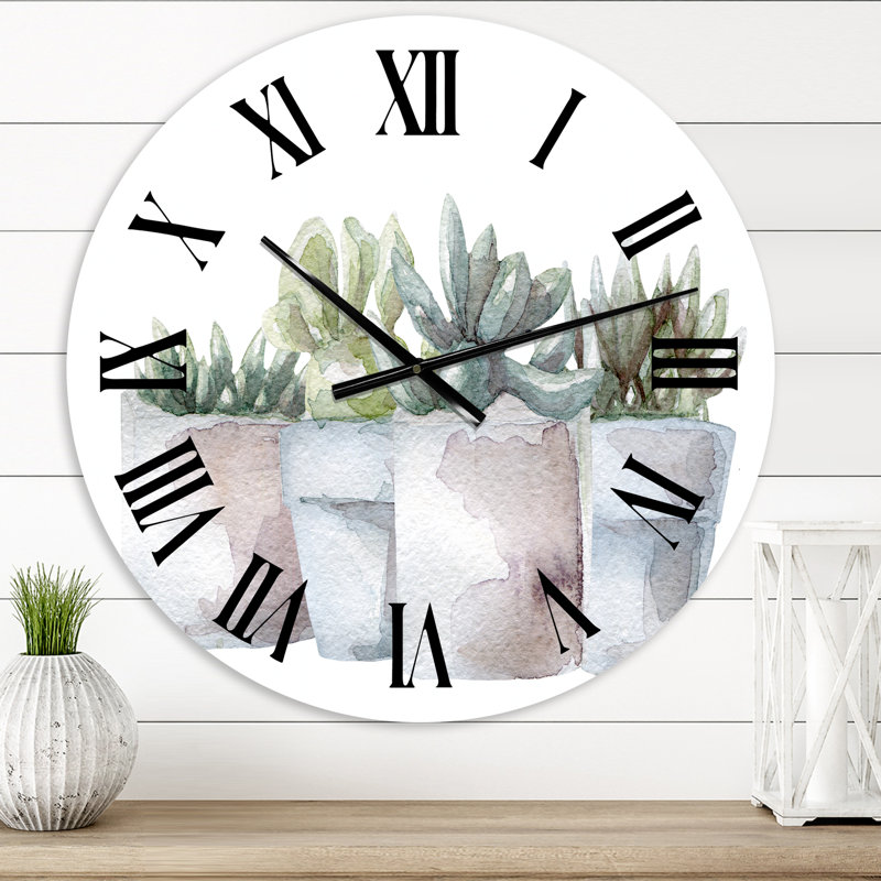 Horloge murale Farmhouse, Très petit, Cactus and Succulent House Plants III