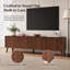 Meuble télé moderne texturé de 70,8 pouces (180 cm) pour téléviseurs jusqu'à 80 pouces (203 cm) pour salon, fini noyer