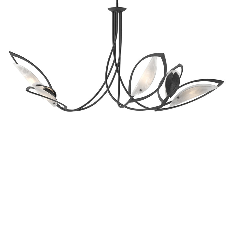 Lustre géométrique unique à 5 lumières Aérien, Bronze huilé, H 22,4 po x l 47,5 po x P 47,5 po