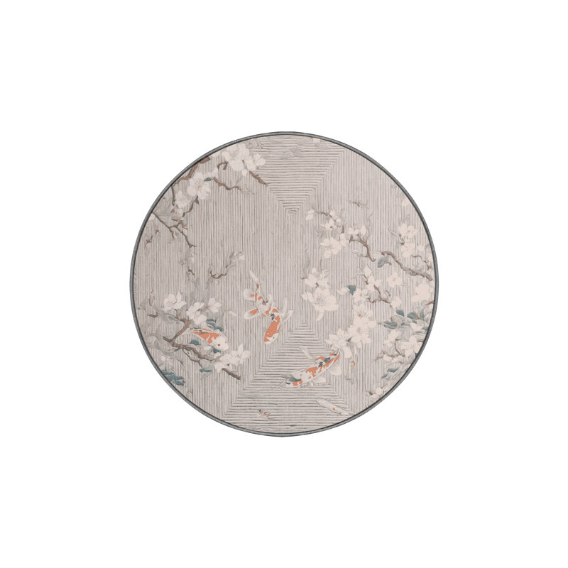 Machine Washable Gray Area Rug, Round 7'