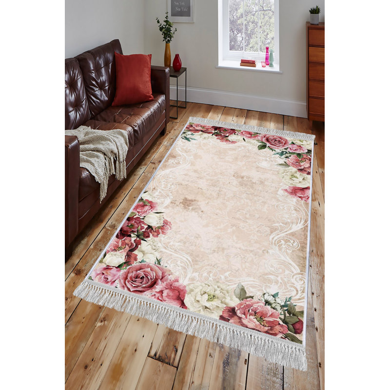 Sheyla Flatweave Beige/Pink Rug, Rectangle 140 x 220cm