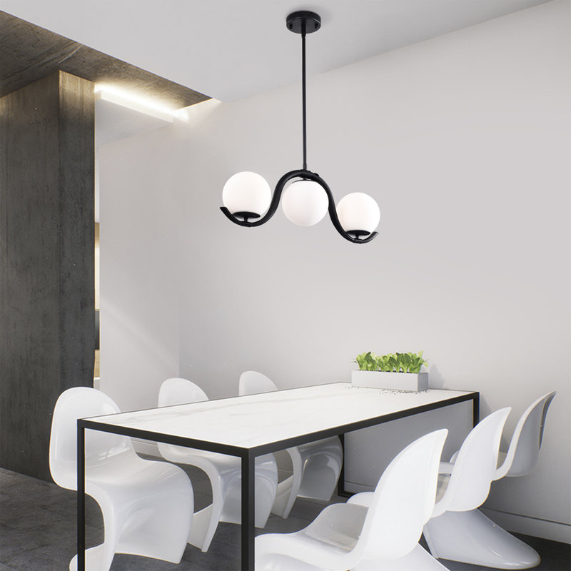 Luminaire suspendu verre opaque 24 lumières 3 lumières Zani