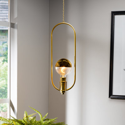19.68-inch tall Hanging Gold Battery Operated Pendant Light