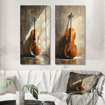 Solo sous une lumière chaude I - Ensemble de 2 toiles murales musicales