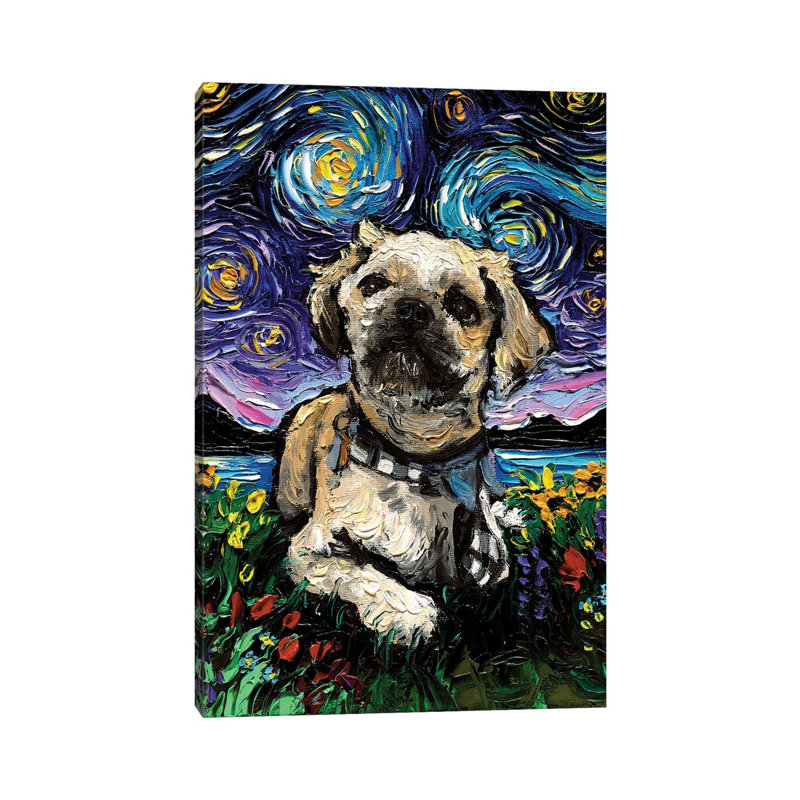 Shih Tzu Night III by Aja Trier - Wrapped Canvas Print, 20.32 cm H x 30.48 cm W