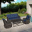 Ensemble de patio extérieur en osier pour 5 personnes avec canapé 3 places, chaises, table basse et coussin bleu-2054898616