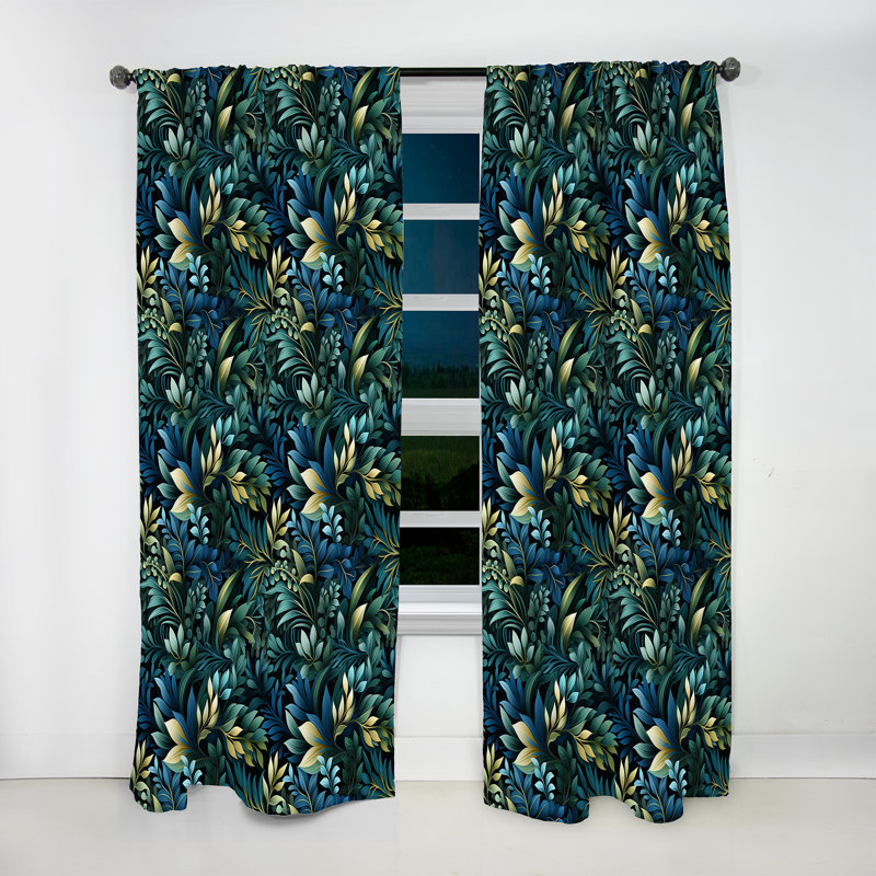 Moody Tropics Moody Patterns II - Rideau en velours tropical - obscurcissant - 1 panneau, L 52 po x L 120 po