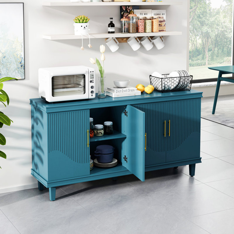 Large Size 4-Door Cabinet, Blue, 32.28" H x 59.84" W x 15.75" D