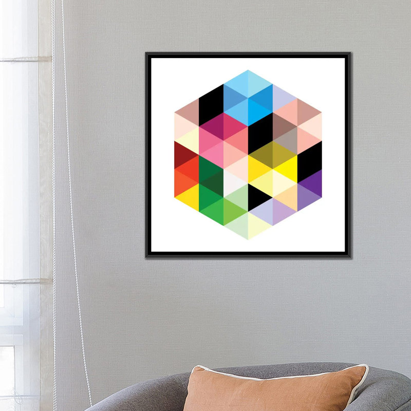 Art sur toile Albree Modern Cuboids II, H 26 po x l 26 po x P 1,5 po, Toile avec cadre flottant noir, Non mat