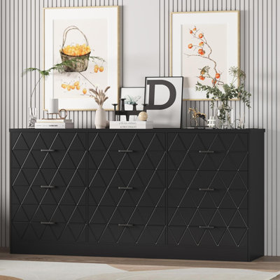 63" 9-Drawer Dresser with Power Outlet (Black)