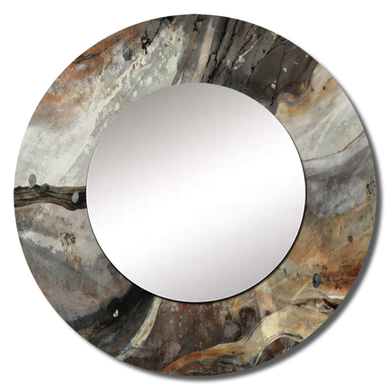 Morning Effervescence II - miroir abstrait, miroir mural moderne unique, impression d'art en métal, 36 po x 36 po, Rond