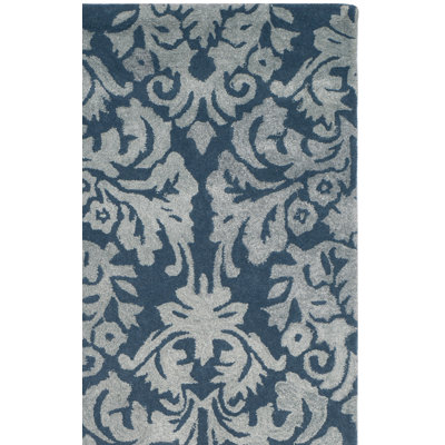 Domingues Hand Tufted Wool/Viscose/Cotton Rug in Navy/Gray