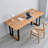 Burlywood,Black Rectangular Solid Wood Writing desk-1820414577