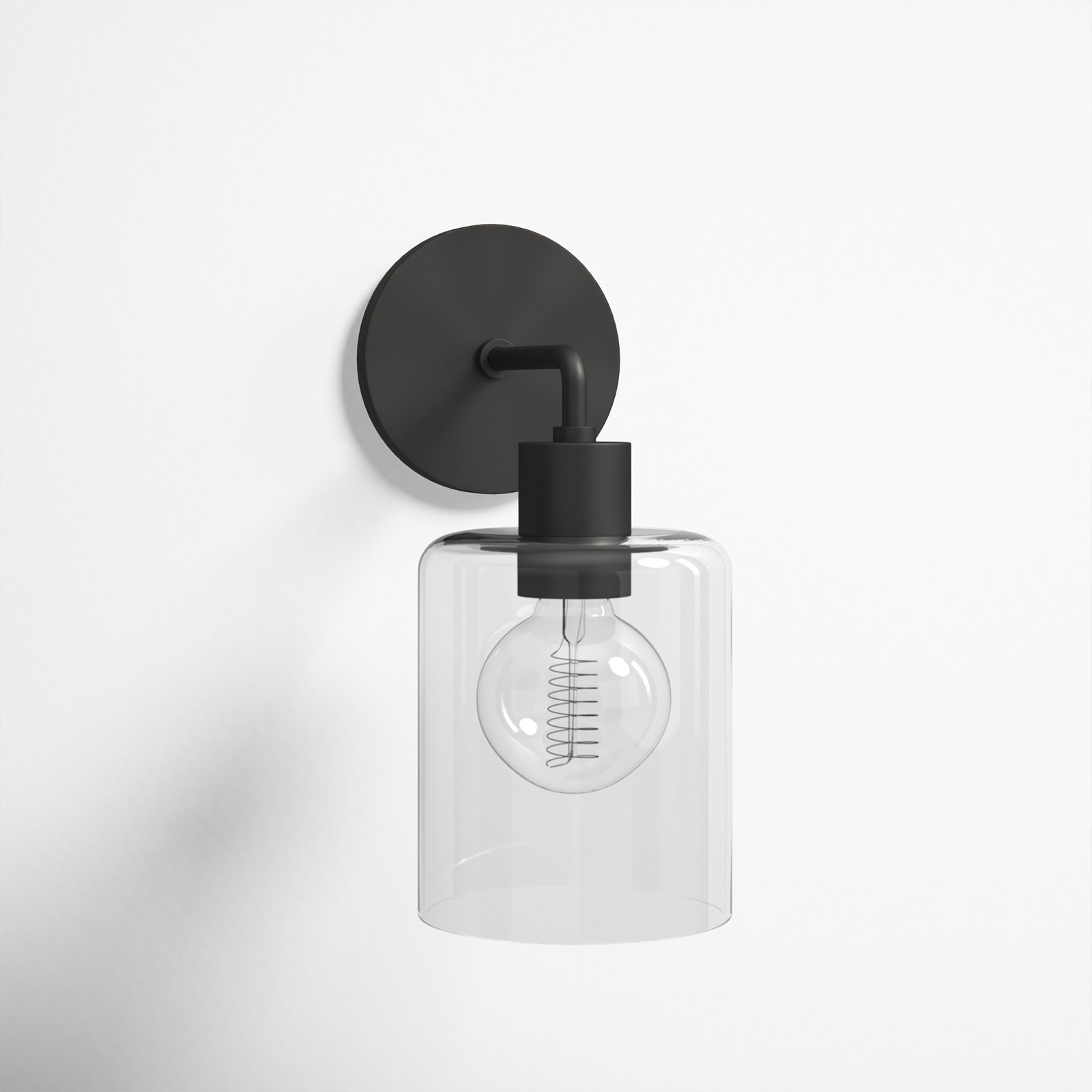 Single Light Glass Dimmable Armed Sconce, Old Bronze