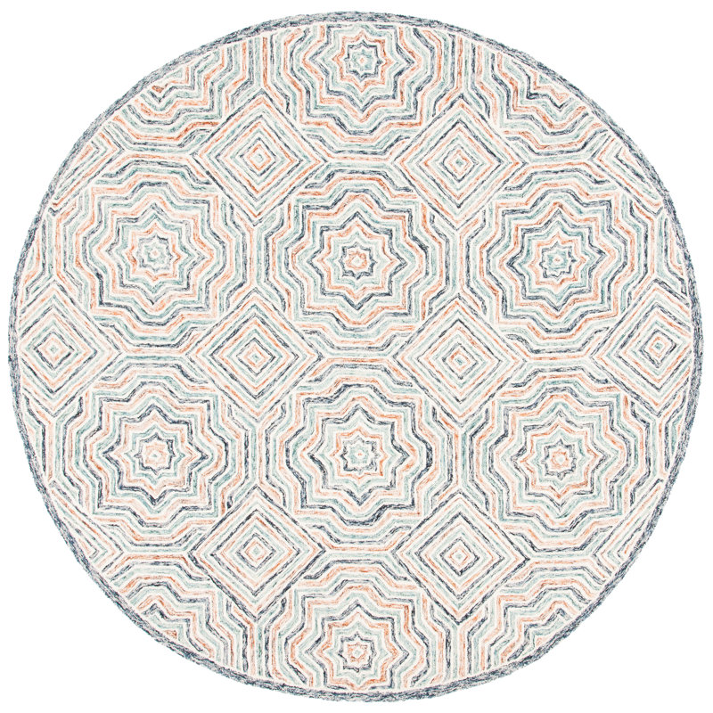 Daly Hand Tufted Wool Geometric Rug, Round 7'