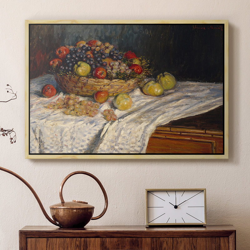 Nature morte avec pommes et raisins, 1880 - Claude Monet, toile tendue avec châssis, 16 x 24, Naturel