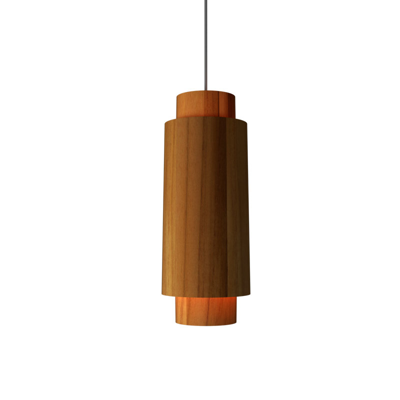 Cylindrical 1 - Light Pendant, 15.75" H x 6.3" W x 6.3" D, Teak