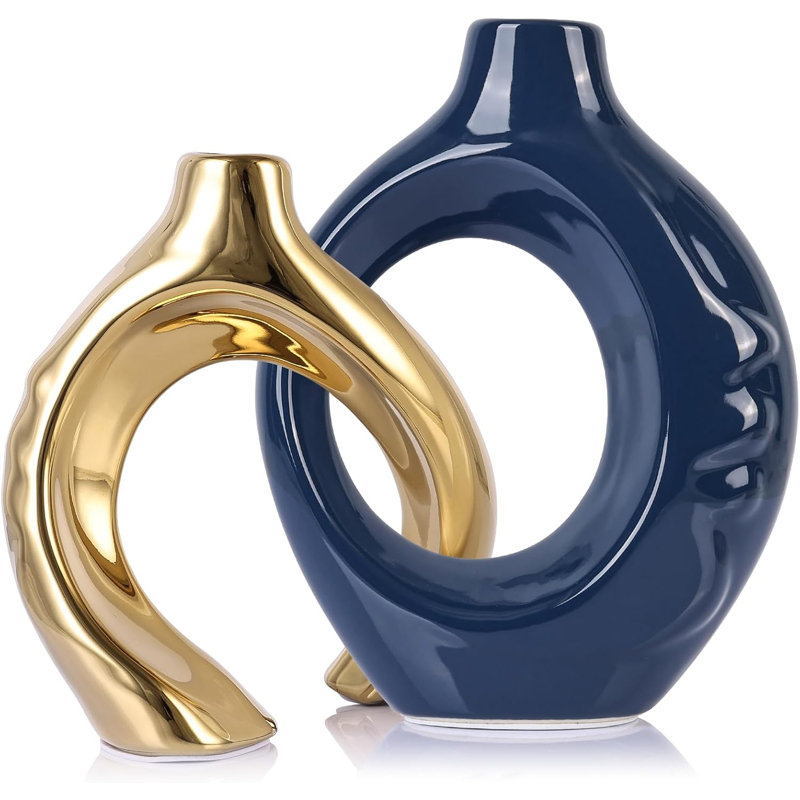 Blue Gold Ceramic Vase
