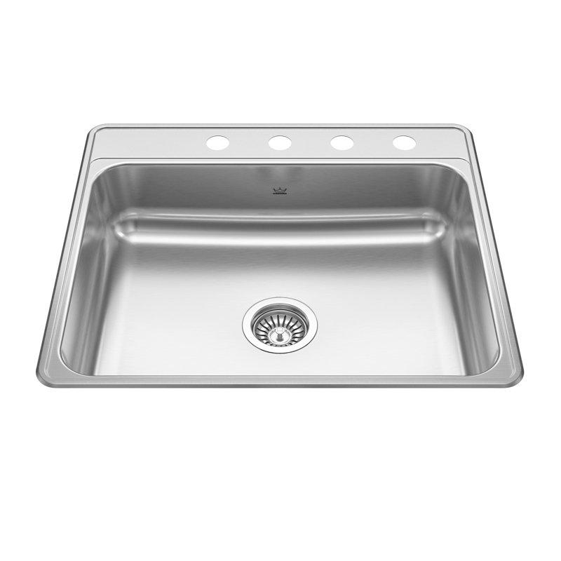 Creemore 25'' L Single Bowl Stainless Steel Kitchen Sink, 4 hole
