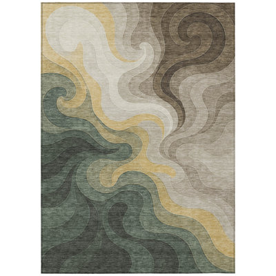 Machine Washable Indoor/Outdoor Chantille ACN2468 Abstract Rug