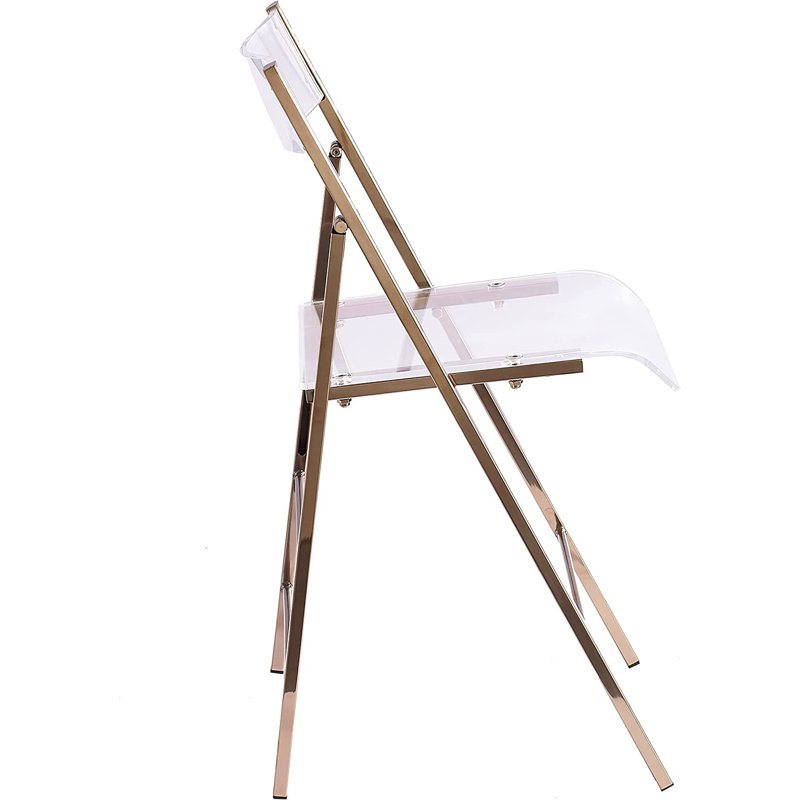 Chaise pliante empilable en plastique Kiyaan, Or nouveau