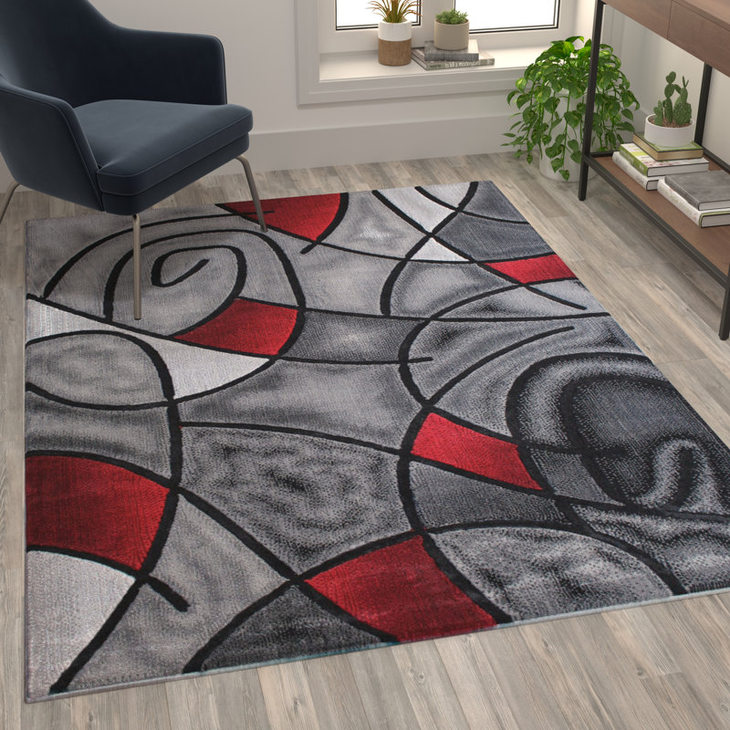 Sioar Modern Abstract Pattern Olefin Accent Area Rug, Rectangle 5' x 7'