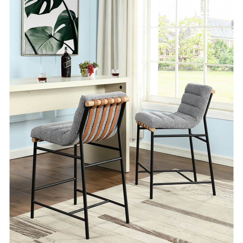Fauteuil de comptoir rembourré et confortable avec garniture en cuir Comfy Grey