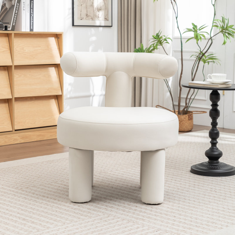 Fauteuil demi-tonneau en velours Bula, Beige