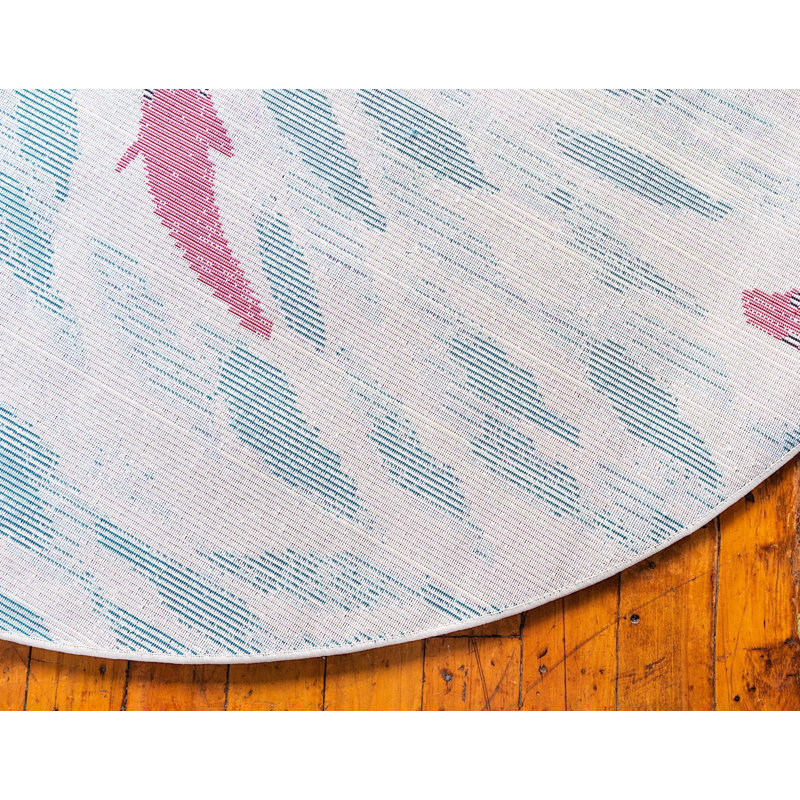Washable Abstract Indoor Rug, Round 8'