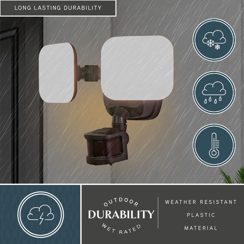 Kurman 2 Light LED Outdoor Motion Sensor Adjustable Security Flood Light Bronze